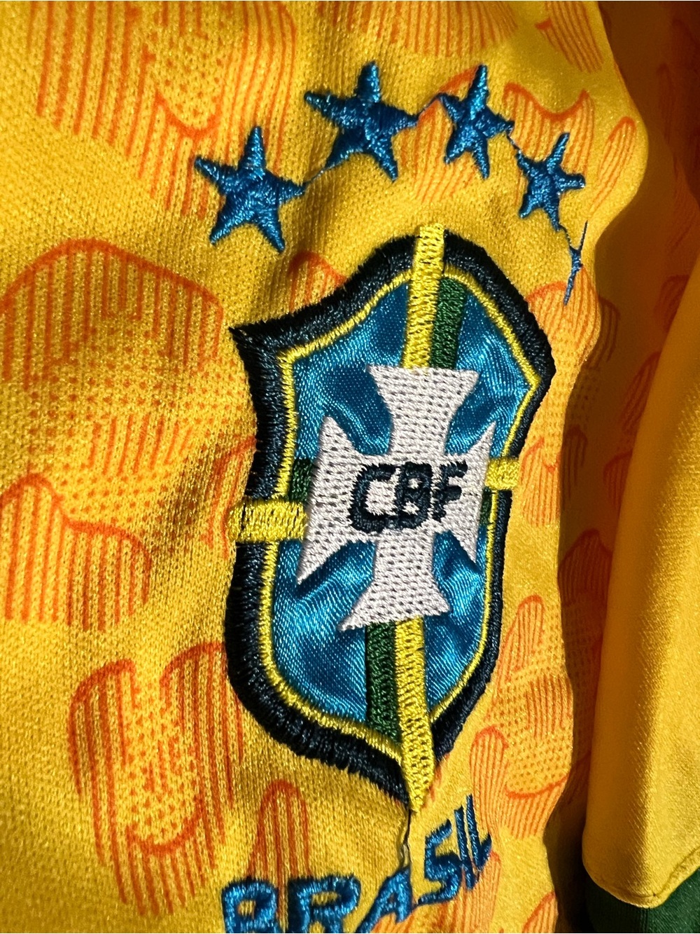Yellow Brazil Soccer Jersey with Green Trim - Picture 4 of 10